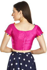 Thumbnail for Aastha Fashion Pink Art Sleek Boat Neck Potli Design In Neck Or Sleeve Readymade Blouse - Distacart