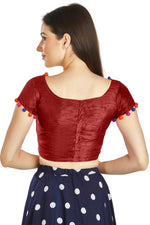 Thumbnail for Aastha Fashion Maroon Art Sleek Boat Neck Potli Design In Neck Or Sleeve Readymade Blouse