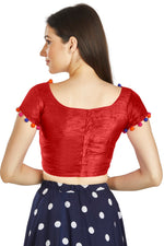 Thumbnail for Aastha Fashion Red Art Sleek Boat Neck Potli Design In Neck Or Sleeve Readymade Blouse