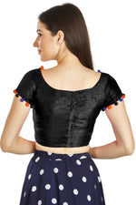 Thumbnail for Aastha Fashion Black Art Sleek Boat Neck Potli Design In Neck Or Sleeve Readymade Blouse