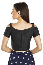 Thumbnail for Aastha Fashion Black Art Silk V Neck Frill neck Work Readymade Blouse - Distacart