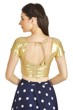 Thumbnail for Aastha Fashion Gold Matty Boat Neck Plain Readymade Blouse
