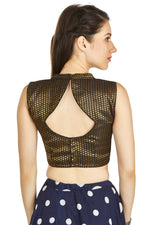 Thumbnail for Aastha Fashion Black Brocade V Neck Chinese Collar Princes Cut With Body Piping Readymade Blouse - Distacart