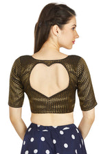 Thumbnail for Aastha Fashion Black Brocade Boat neck Plain Readymade Blouse - Distacart