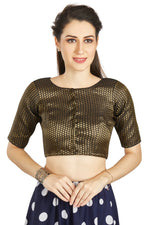 Thumbnail for Aastha Fashion Black Brocade Boat neck Plain Readymade Blouse - Distacart