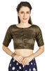 Aastha Fashion Black Brocade Boat neck Plain Readymade Blouse - Distacart