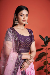 Thumbnail for Aastha Fashion Purple Heavy Chinon Embroidery And Sequins Lehenga Choli