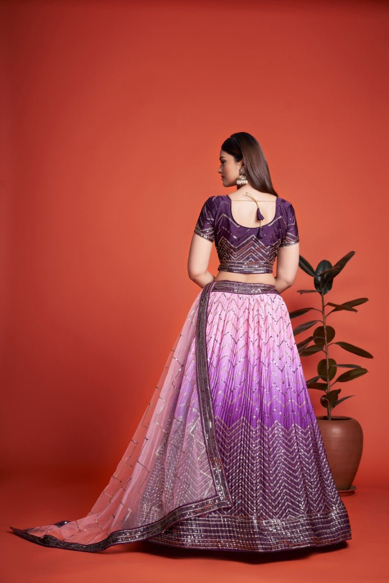 Aastha Fashion Purple Heavy Chinon Embroidery And Sequins Lehenga Choli