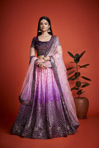Thumbnail for Aastha Fashion Purple Heavy Chinon Embroidery And Sequins Lehenga Choli
