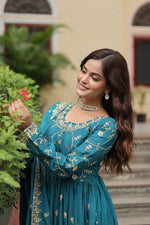 Thumbnail for Aastha Fashion Blue Chinon Sequins Embroidered work Party Wear Designer Gown