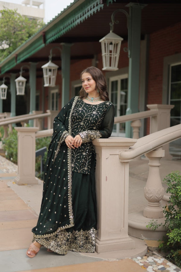 Aastha Fashion GreenRangoli Silk Sequins & Thread Embroidered work Party Wear Designer Suit - Distacart