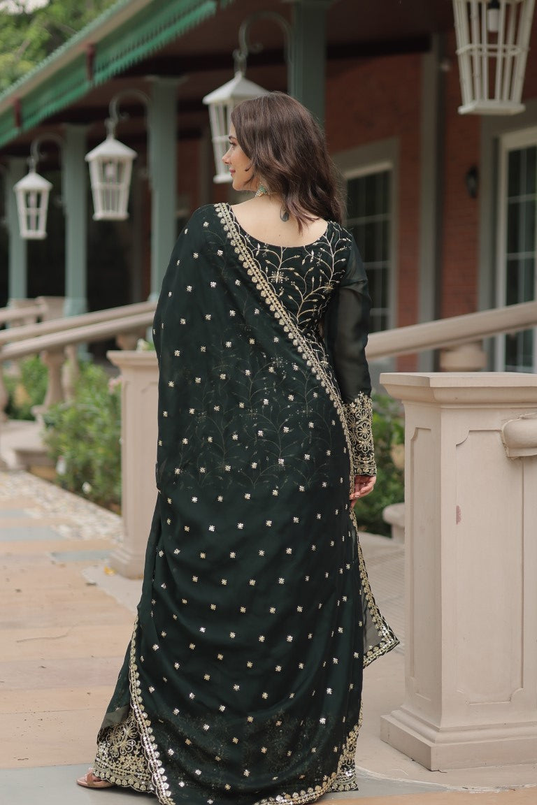 Aastha Fashion GreenRangoli Silk Sequins & Thread Embroidered work Party Wear Designer Suit - Distacart