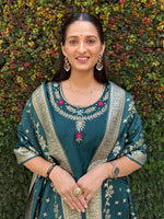 Thumbnail for Aastha Fashion RamaGreen Roman Silk Hand Work Festival Wear Suit - Distacart