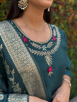 Thumbnail for Aastha Fashion RamaGreen Roman Silk Hand Work Festival Wear Suit - Distacart
