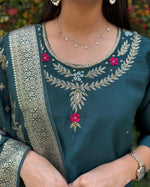 Thumbnail for Aastha Fashion RamaGreen Roman Silk Hand Work Festival Wear Suit - Distacart