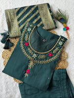 Thumbnail for Aastha Fashion RamaGreen Roman Silk Hand Work Festival Wear Suit - Distacart