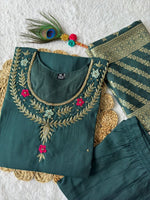 Thumbnail for Aastha Fashion RamaGreen Roman Silk Hand Work Festival Wear Suit - Distacart
