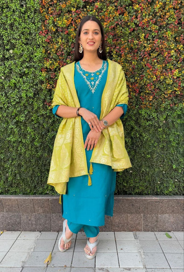 Aastha Fashion Rama Roman Silk Hand Work Festival Wear Suit - Distacart