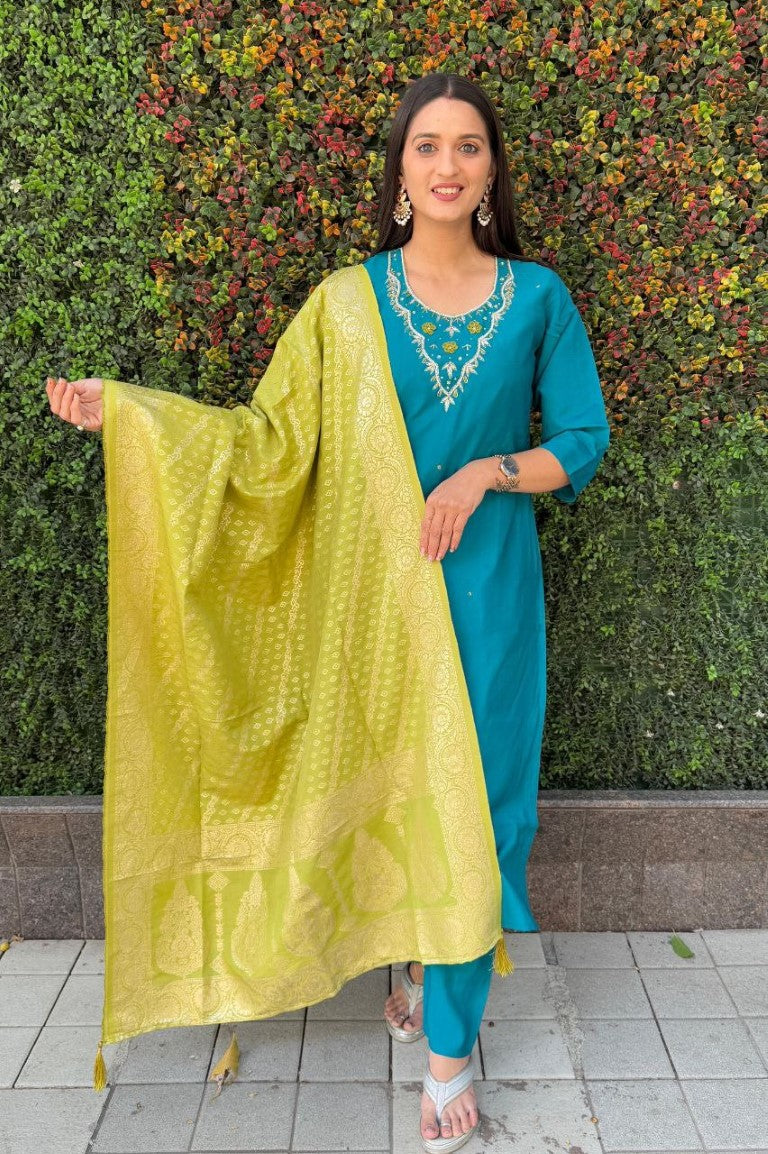 Aastha Fashion Rama Roman Silk Hand Work Festival Wear Suit - Distacart
