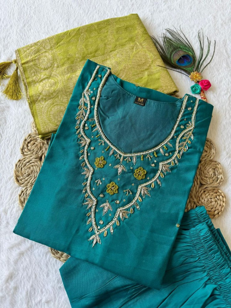 Aastha Fashion Rama Roman Silk Hand Work Festival Wear Suit - Distacart