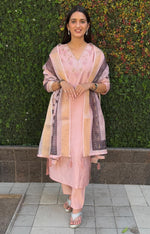 Thumbnail for Aastha Fashion Peach Roman Silk Hand Work Festival Wear Suit - Distacart