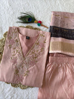 Thumbnail for Aastha Fashion Peach Roman Silk Hand Work Festival Wear Suit - Distacart