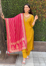 Thumbnail for Aastha Fashion Yellow Roman Silk Hand Work Festival Wear Suit - Distacart