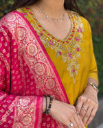 Thumbnail for Aastha Fashion Yellow Roman Silk Hand Work Festival Wear Suit - Distacart
