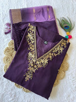 Thumbnail for Aastha Fashion Dark Purple Roman Silk Hand Work Festival Wear Suit - Distacart