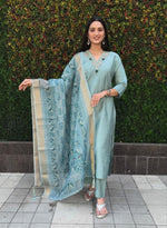 Thumbnail for Aastha Fashion C-Green Roman Silk Hand Work Festival Wear Suit - Distacart