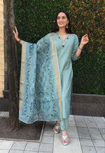 Thumbnail for Aastha Fashion C-Green Roman Silk Hand Work Festival Wear Suit - Distacart