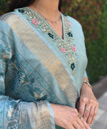 Thumbnail for Aastha Fashion C-Green Roman Silk Hand Work Festival Wear Suit - Distacart