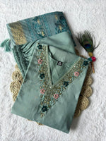 Thumbnail for Aastha Fashion C-Green Roman Silk Hand Work Festival Wear Suit - Distacart