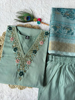 Thumbnail for Aastha Fashion C-Green Roman Silk Hand Work Festival Wear Suit - Distacart