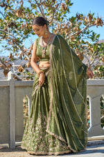 Thumbnail for Aastha Fashion Mehendi Heavy Chinon Embroidery Thread And Zari Work Lehenga Choli