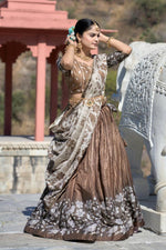 Thumbnail for Aastha Fashion Choco Pure Manipuri Silk Fully Printed With Contrast Border Lehenga Choli