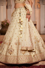 Thumbnail for Aastha Fashion Cream Tissue Embroidery Lehenga Choli