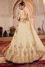 Thumbnail for Aastha Fashion Cream Tissue Embroidery Lehenga Choli