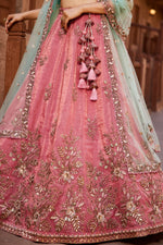 Thumbnail for Aastha Fashion Pink Tissue Embroidery Lehenga Choli