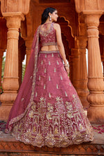 Thumbnail for Aastha Fashion Pink Tissue Embroidery Lehenga Choli