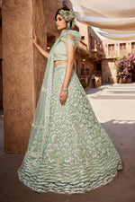 Thumbnail for Aastha Fashion Lime Green Net Embroidery Lehenga Choli