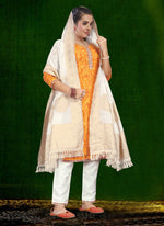 Thumbnail for Aastha Fashion Mustard Cotton Foil Print With Lace Kurta Set - Distacart