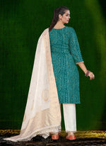 Thumbnail for Aastha Fashion Rama Cotton Foil Print With Lace Kurta Set - Distacart