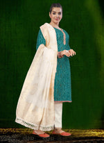 Thumbnail for Aastha Fashion Rama Cotton Foil Print With Lace Kurta Set - Distacart
