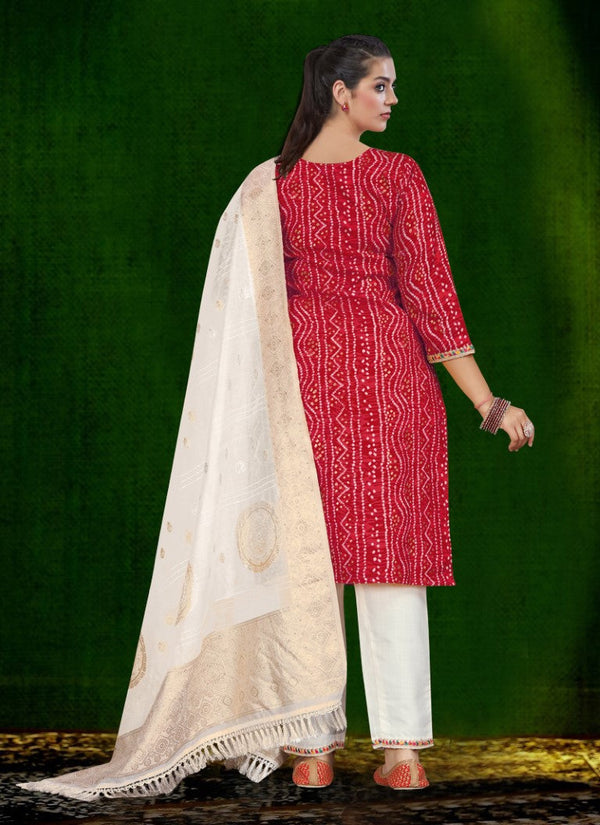 Aastha Fashion Magenta Cotton Foil Print With Lace Kurta Set - Distacart