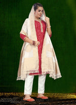 Thumbnail for Aastha Fashion Magenta Cotton Foil Print With Lace Kurta Set - Distacart