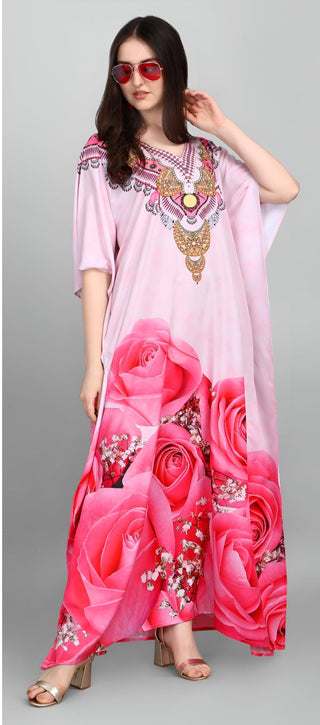 Aastha Fashion Multi Color Polyester Crepe Digital Print With Stone Work Kaftan