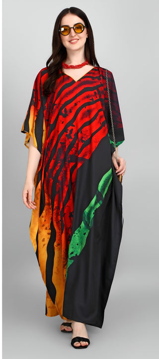 Aastha Fashion Multi Color Polyester Crepe Digital Print With Stone Work Kaftan