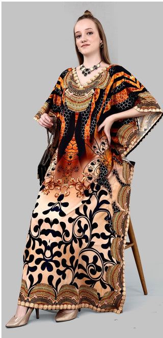 Aastha Fashion Multi Color Polyester Crepe Digital Print With Stone Work Kaftan