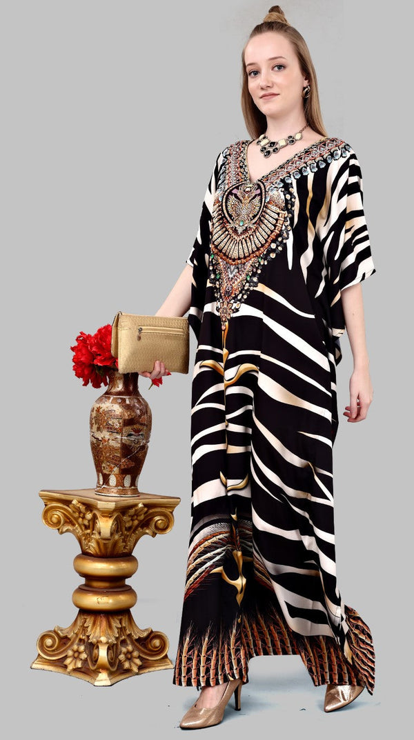 Aastha Fashion Multi Color Polyester Crepe Digital Print With Stone Work Kaftan